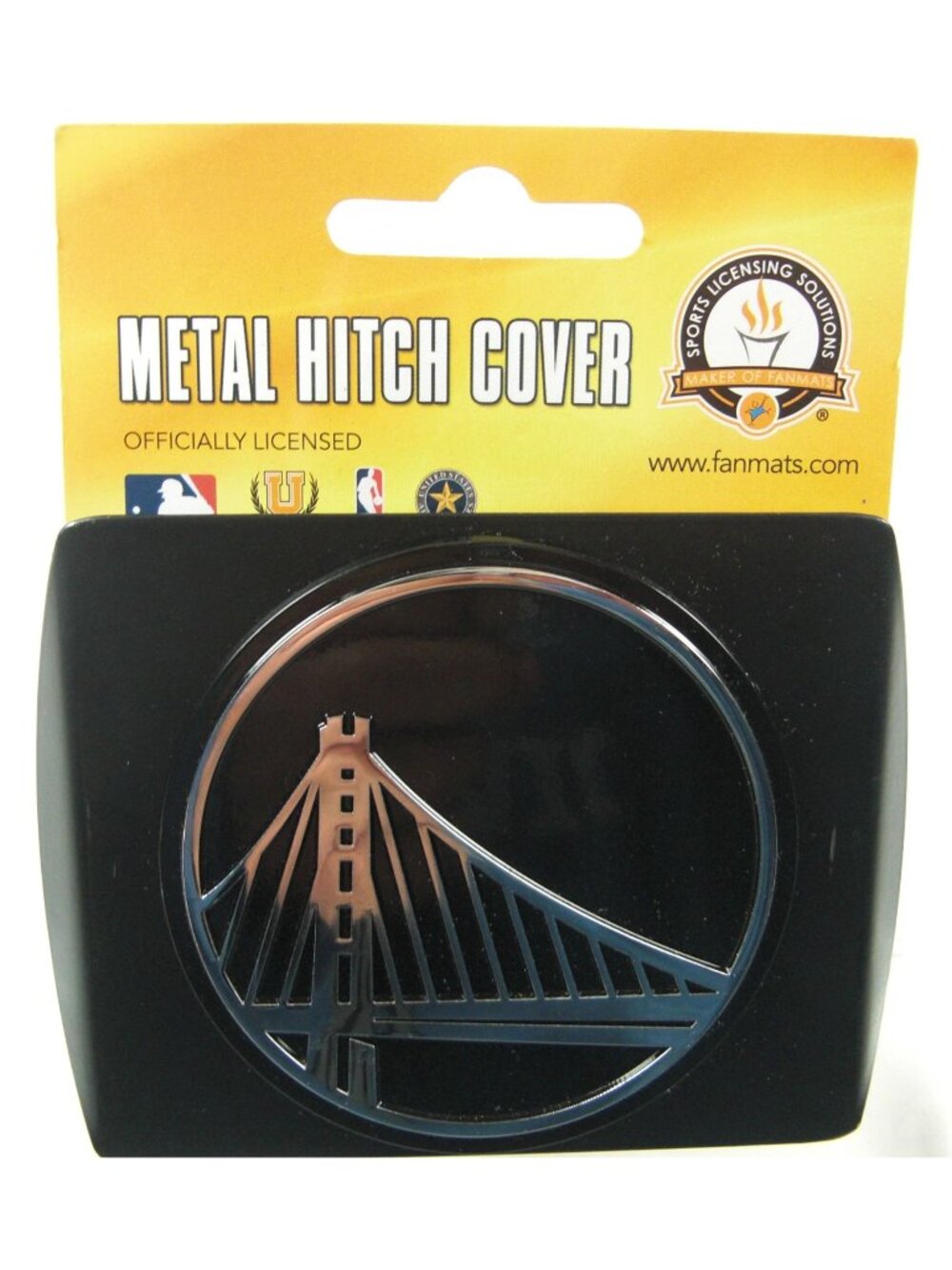 Golden State Warriors Black Metal Hitch Cover with Metal Chrome 3D Emblem